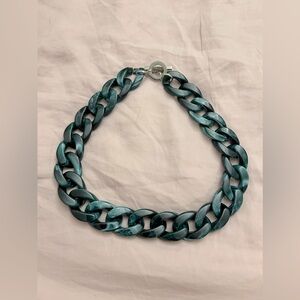 Maniere De Voir Marble and Matte Cuban Link Necklace Green 16 inches Never Worn